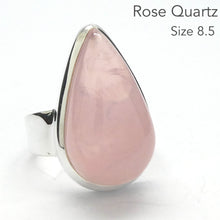 Load image into Gallery viewer, Rose Quartz Gemstone Ring | Cabochon Teardrop | Good colour consistency translucency |Madagascar Material | 925 Sterling Silver | US Size 8 | AUS Size P1/2 | Star Stone Taurus Libra  | Genuine Gemstones from Crystal Heart Melbourne since 1986 