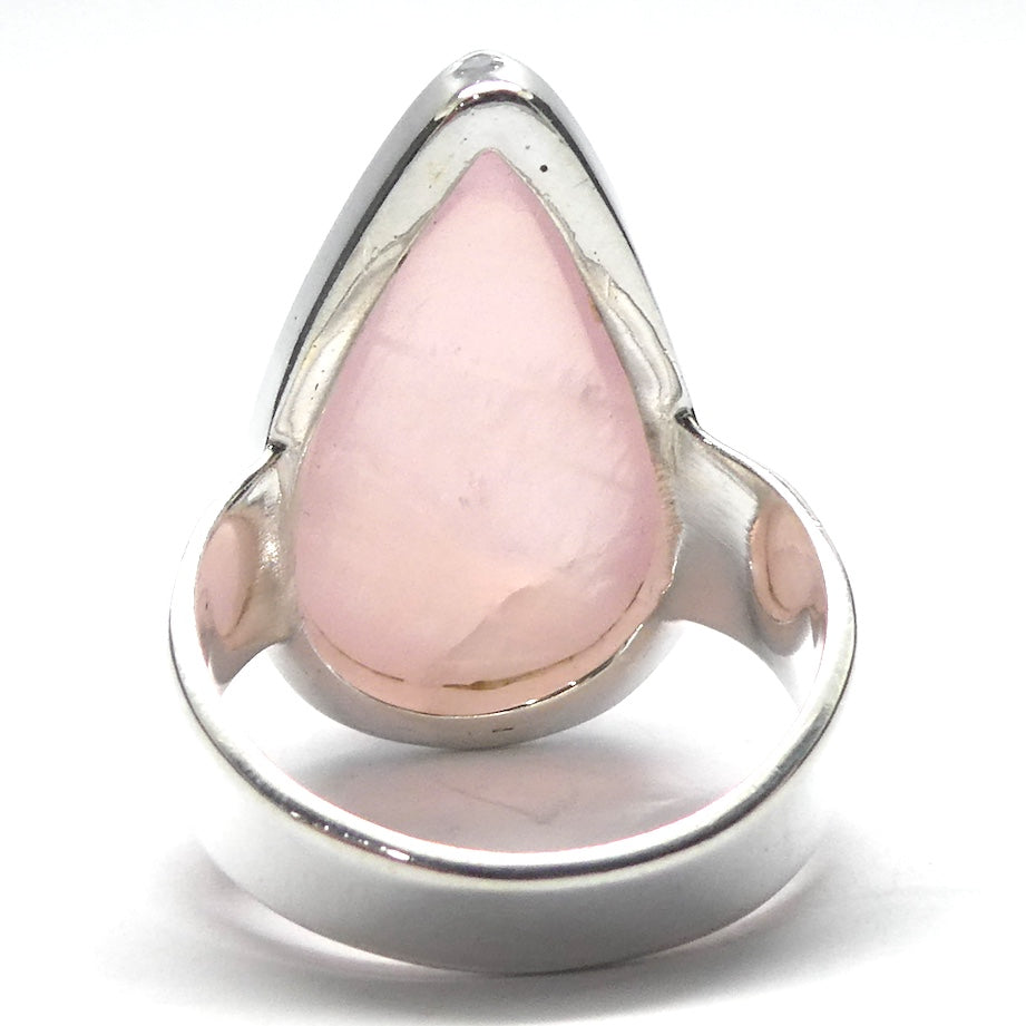 Rose Quartz Gemstone Ring | Cabochon Teardrop | Good colour consistency translucency |Madagascar Material | 925 Sterling Silver | US Size 8 | AUS Size P1/2 | Star Stone Taurus Libra  | Genuine Gemstones from Crystal Heart Melbourne since 1986 