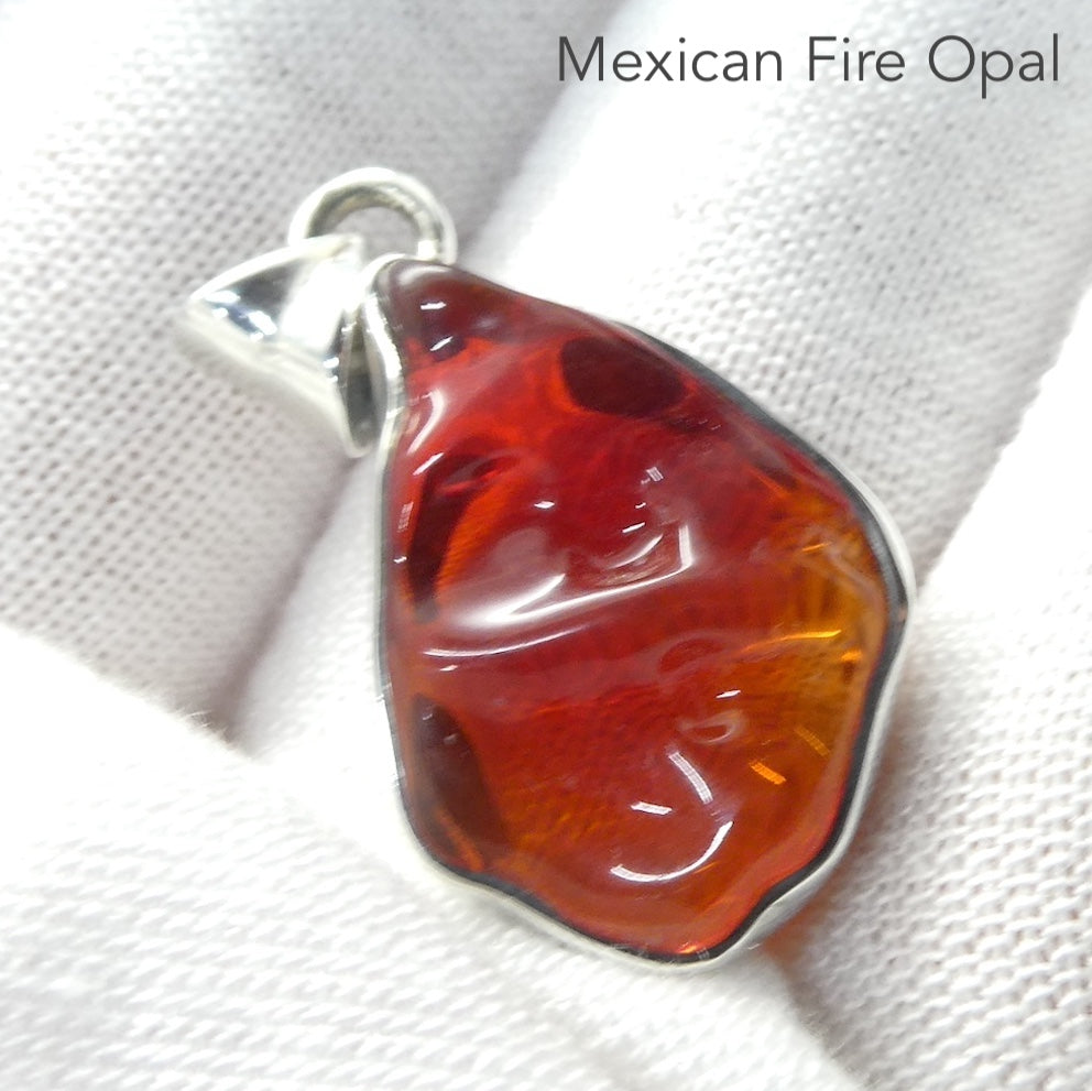 Mexican Fire Opal Pendant | Pure Raw Nugget | Vibrant orange red with transparency | 925 Sterling Silver |   Leo Libra Aries Leo Sagittarius | Luck Creativity Abundance Passion | Grounding, good for creative business | Genuine Gems from Crystal Heart Melbourne Australia since 1986