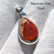 Load image into Gallery viewer, Mexican Fire Opal Pendant | Teardrop Cabochon | Vibrant orange red with transparency n Matrix | 925 Sterling Silver |   Leo Libra Aries Leo Sagittarius | Luck Creativity Abundance Passion | Grounding, good for creative business | Genuine Gems from Crystal Heart Melbourne Australia since 1986