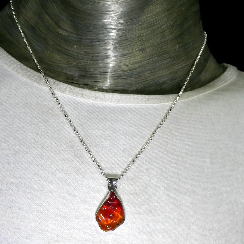 Mexican Fire Opal Pendant | Pure Raw Nugget | Vibrant orange red with transparency | 925 Sterling Silver |   Leo Libra Aries Leo Sagittarius | Luck Creativity Abundance Passion | Grounding, good for creative business | Genuine Gems from Crystal Heart Melbourne Australia since 1986