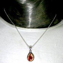 Load image into Gallery viewer, Mexican Fire Opal Pendant | Teardrop Cabochon | Vibrant orange red with transparency n Matrix | 925 Sterling Silver |   Leo Libra Aries Leo Sagittarius | Luck Creativity Abundance Passion | Grounding, good for creative business | Genuine Gems from Crystal Heart Melbourne Australia since 1986