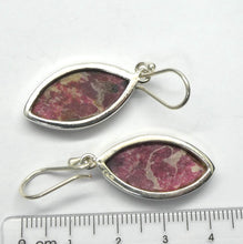 Load image into Gallery viewer, Thulite (Rosaline) Earrings | Marquise Cabochons | 925 Sterling Silver | Bezel set | open back | Perfect deep pinkish red Zoisite variety from Norway | Healing Nurturing Relationship Emotional Trauma | Public speaking | Genuine Gems from Crystal Heart Melbourne Australia since 1986