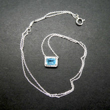 Load image into Gallery viewer, Blue Topaz Necklace | Sky Blue | Emerald Cut | 925 Sterling Silver | Dainty Silver Chain | Genuine Gems from Crystal Heart Melbourne Australia since 1986