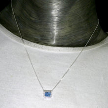 Load image into Gallery viewer, Blue Topaz Necklace | Sky Blue | Emerald Cut | 925 Sterling Silver | Dainty Silver Chain | Genuine Gems from Crystal Heart Melbourne Australia since 1986