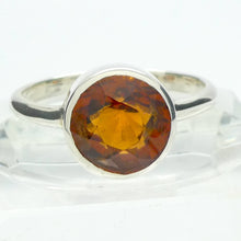 Load image into Gallery viewer, Genuine Mandarin Garnet Ring | Faceted Round | 925 Sterling Silver | US Size 7.25, AUS O | Prosperity, Creativity &amp; Joy | Genuine Gems from Crystal Heart Melbourne Australia since 1986