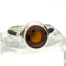 Load image into Gallery viewer, Genuine Mandarin Garnet Ring | Faceted Round | 925 Sterling Silver | US Size 7.25, AUS O | Prosperity, Creativity &amp; Joy | Genuine Gems from Crystal Heart Melbourne Australia since 1986