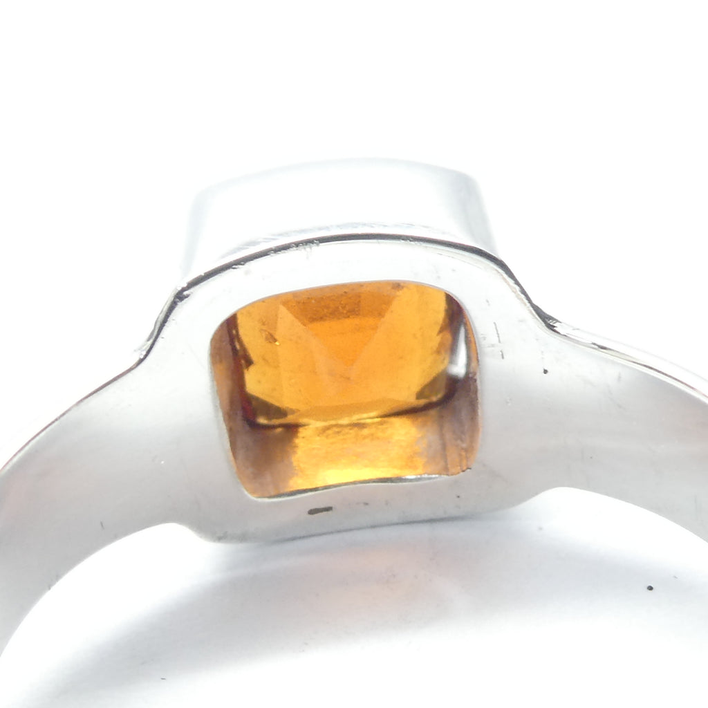 Genuine Mandarin Garnet Ring | Faceted Square | 925 Sterling Silver | US Size 8.5 | AUS Q1/2 | Prosperity, Creativity & Joy | Genuine Gems from Crystal Heart Melbourne Australia since 1986