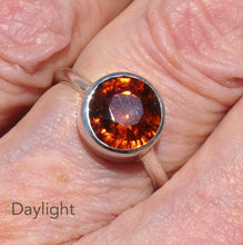 Load image into Gallery viewer, Genuine Mandarin Garnet Ring | Faceted Round | 925 Sterling Silver | US Size 7.25, AUS O | Prosperity, Creativity &amp; Joy | Genuine Gems from Crystal Heart Melbourne Australia since 1986