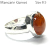 Genuine Mandarin Garnet Ring | Oval Cabochon | 925 Sterling Silver | US Size 8.5 | AUS Q1/2 | Prosperity, Creativity & Joy | Genuine Gems from Crystal Heart Melbourne Australia since 1986