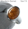 Genuine Mandarin Garnet Ring | Oval Cabochon | 925 Sterling Silver | US Size 7.5 | AUS O1/2 | Prosperity, Creativity & Joy | Genuine Gems from Crystal Heart Melbourne Australia since 1986