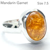 Genuine Mandarin Garnet Ring | Oval Cabochon | 925 Sterling Silver | US Size 7.5 | AUS O1/2 | Prosperity, Creativity & Joy | Genuine Gems from Crystal Heart Melbourne Australia since 1986