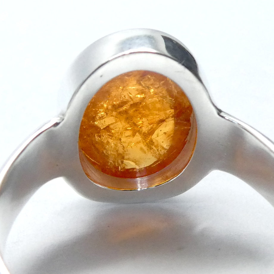 Genuine Mandarin Garnet Ring | Oval Cabochon | 925 Sterling Silver | US Size 7.5 | AUS O1/2 | Prosperity, Creativity & Joy | Genuine Gems from Crystal Heart Melbourne Australia since 1986