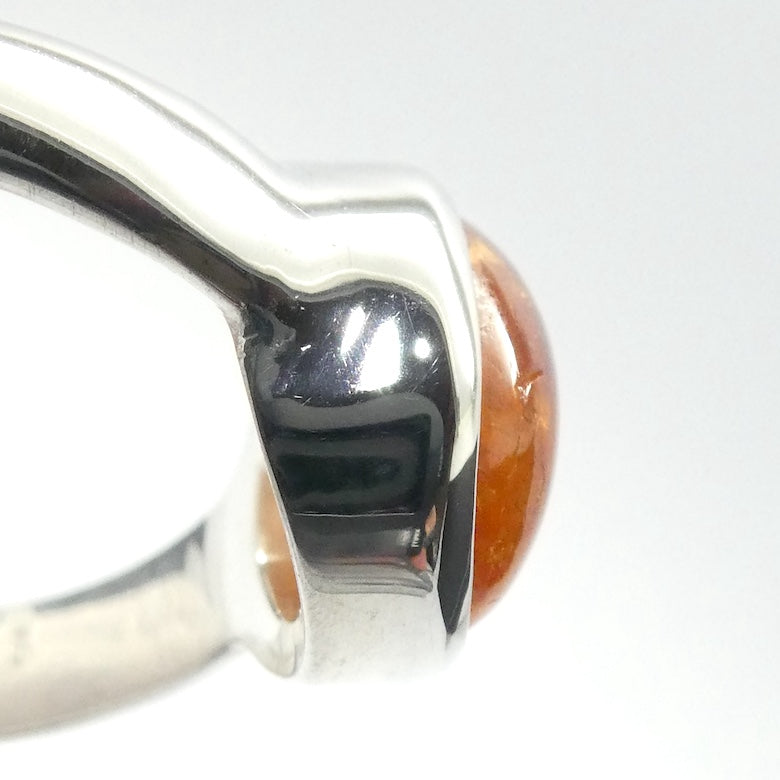 Genuine Mandarin Garnet Ring | Oval Cabochon | 925 Sterling Silver | US Size 7.5 | AUS O1/2 | Prosperity, Creativity & Joy | Genuine Gems from Crystal Heart Melbourne Australia since 1986