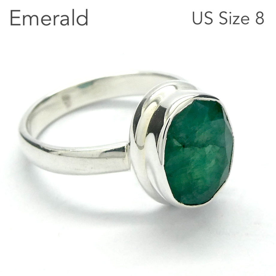 Matrix Emerald Ring | Good Colour and Consistency but only a little translucency|  | 925 Sterling Silver | Creative Joy | Wisdom of the Heart | US Ring Size 8 | AUS Ring Size P1/2 | Genuine gems from Crystal Heart Melbourne Australia since 1986