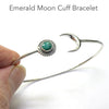 Emerald Cuff Bracelet | 925 Sterling Silver | Round Faceted emerald | Silver Moon | Genuine Gemstones from Crystal Heart Melbourne Australia since 1986