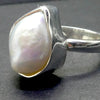 Freshwater Pearl Ring | Freeform | 925 Sterling Silver | Substantial Open Bezel Setting | Adjustable Size | Genuine Gems from Crystal Heart Melbourne Australia since 1986
