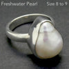 Freshwater Pearl Ring | Freeform | 925 Sterling Silver | Substantial Open Bezel Setting | Adjustable Size | Genuine Gems from Crystal Heart Melbourne Australia since 1986
