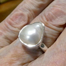 Load image into Gallery viewer, Freshwater Pearl Ring | Freeform | 925 Sterling Silver | Substantial Open Bezel Setting | Adjustable Size | Genuine Gems from Crystal Heart Melbourne Australia since 1986
