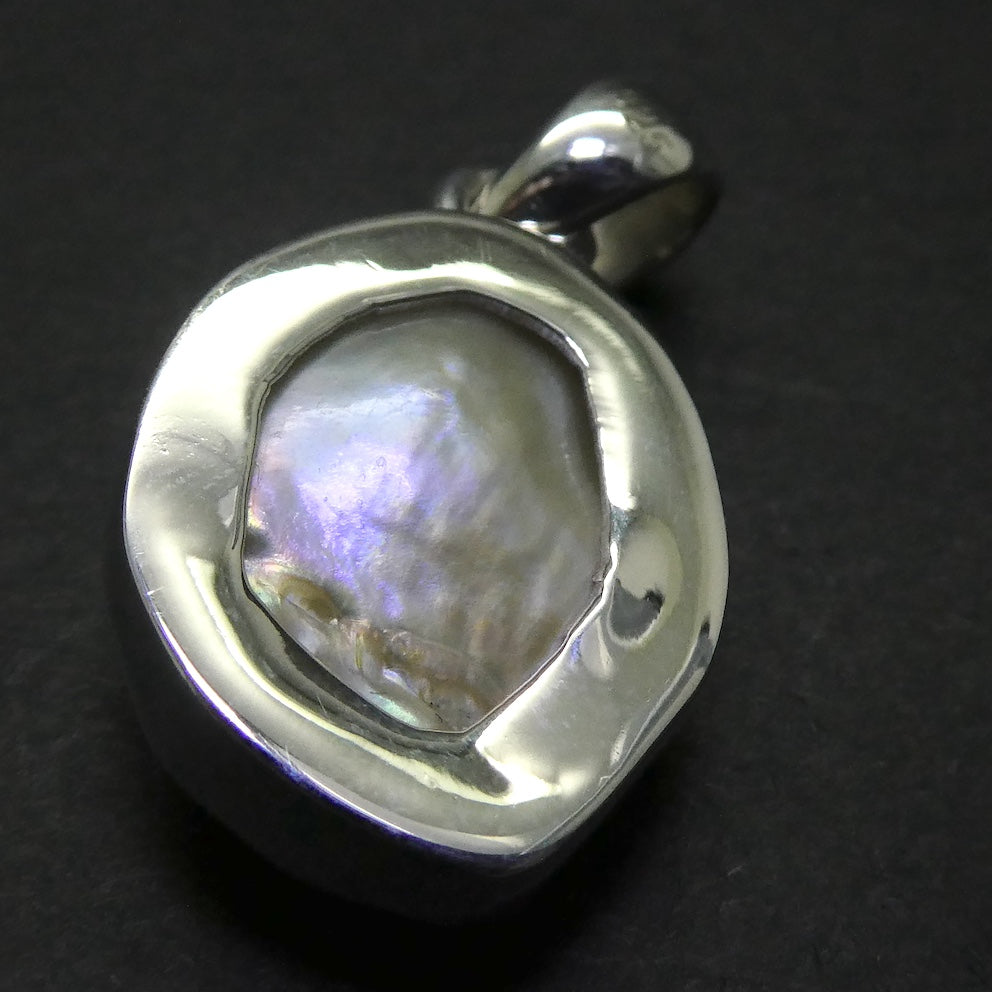 Baroque Pearl Pendant | Natural  Freeform | 925 Sterling Silver | Substantial Open Bezel Setting | Genuine Gems from Crystal Heart Melbourne Australia since 1986
