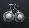 Pearl Earrings | Large Natural Pearls in wide Ethnic Border| 925 Sterling Silver | Genuine Gems from Crystal Heart Melbourne Australia since 1986
