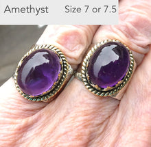 Load image into Gallery viewer, Amethyst Ring | Large Oval Cabochon | 925 Sterling Silver | Gold Plated Crown Setting | Simple Quality Setting | Meditation | Balance | Purifying | Aquarius Pisces | Crystal Heart Melbourne Australia since 1986