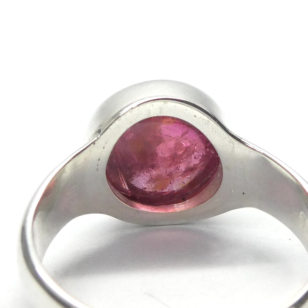 Pink Rubellite Tourmaline Ring | Round Domed Cabochon | 925 Sterling | Bezel Set | US Size 8 | AUS Size P1/2 | Problem solving through insight | Self Empowerment | Loving and passionate | Genuine Gems from Crystal Heart Australia since 1986