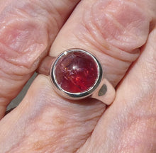 Load image into Gallery viewer, Pink Rubellite Tourmaline Ring | Round Domed Cabochon | 925 Sterling | Bezel Set | US Size 8 | AUS Size P1/2 | Problem solving through insight | Self Empowerment | Loving and passionate | Genuine Gems from Crystal Heart Australia since 1986