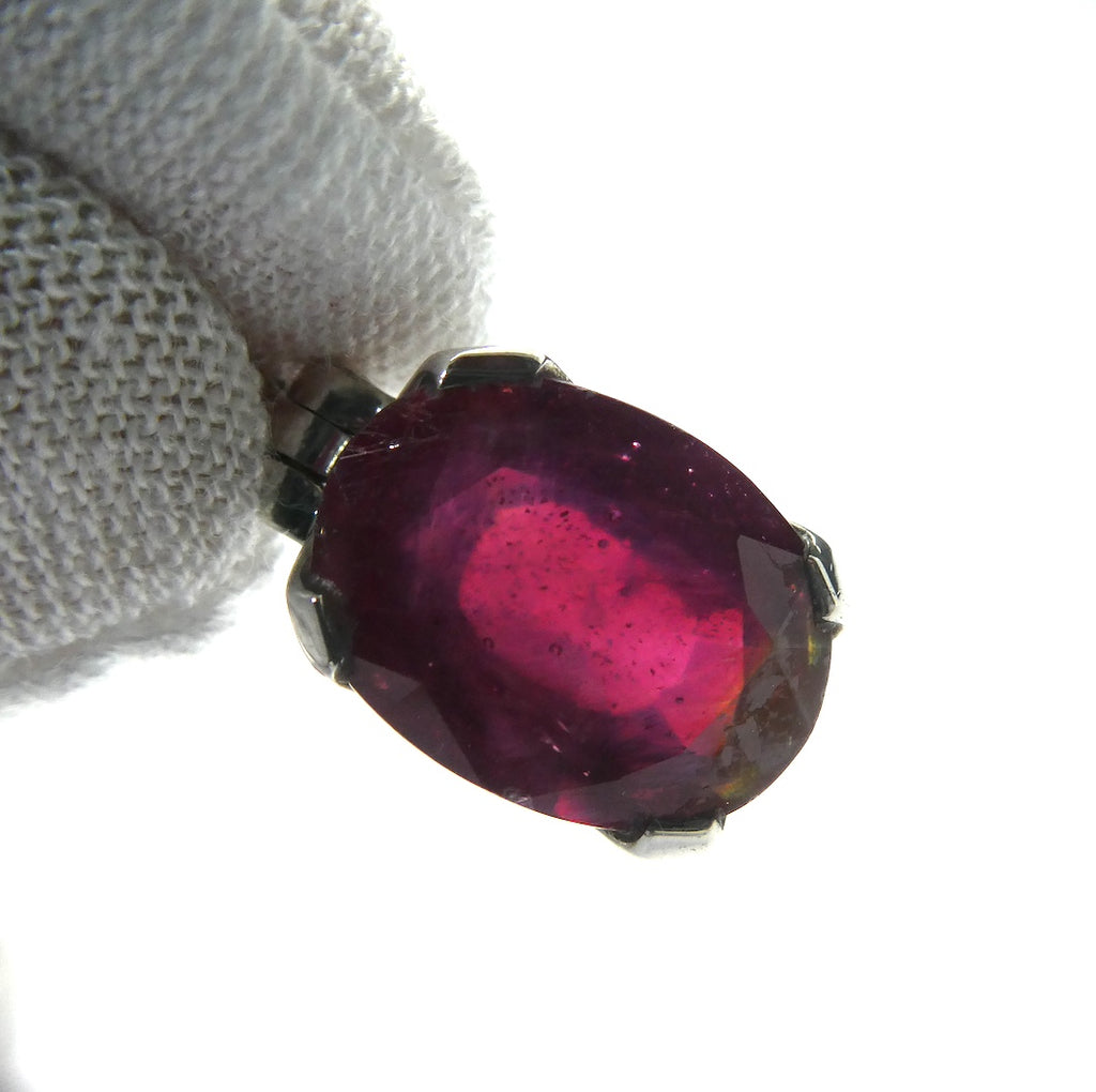 Ruby Pendant | Faceted Oval | Good transparency | Strong Red | Kanchanaburi | Thailand | 925 Sterling Silver | strong Claws | Open Back | Genuine Gems from Crystal Heart Melbourne Australia  since 1986