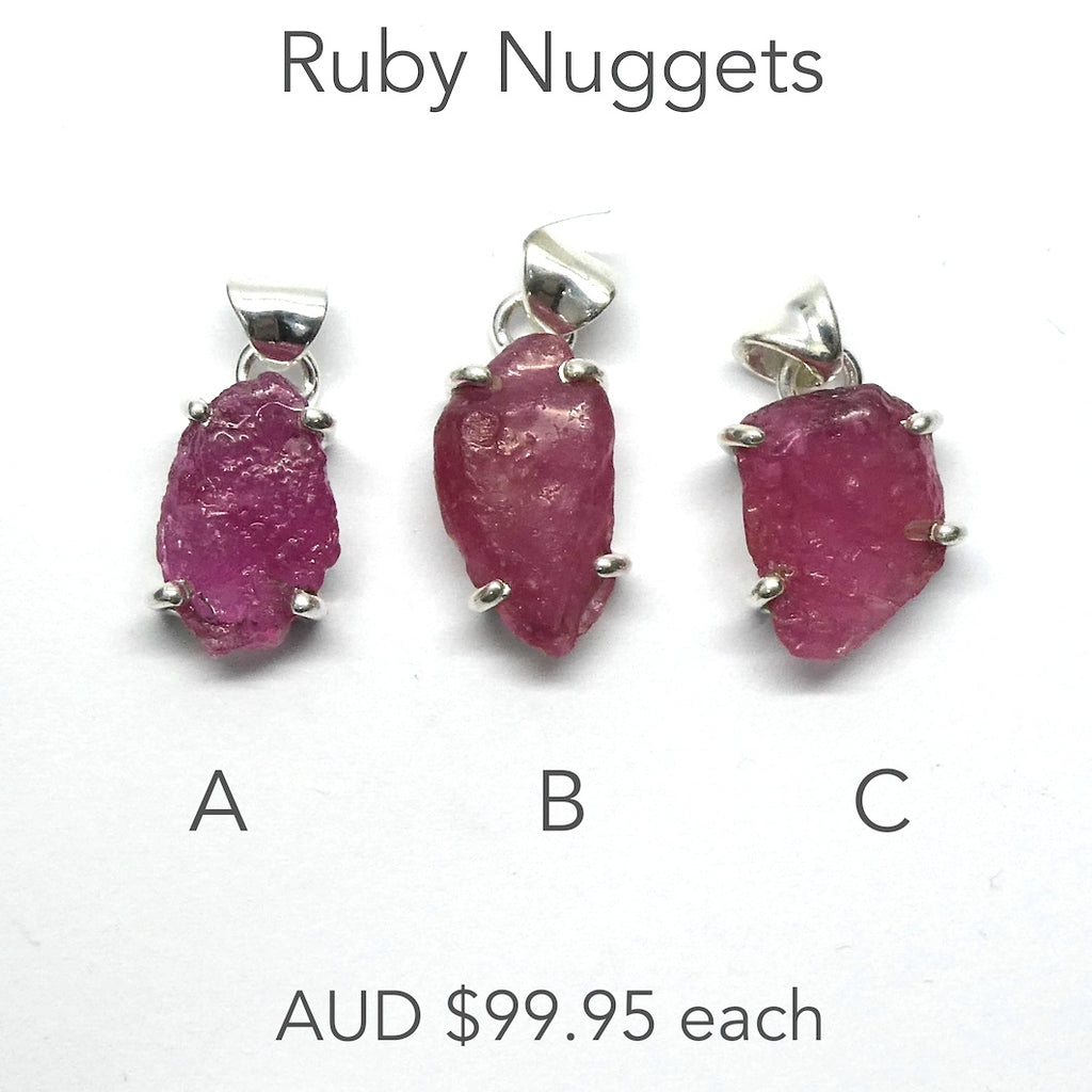 Ruby Ring | Raw Nugget | 925 Sterling Silver  | Open Back | Good translucence and Colour | Lion Heart | Genuine Gems from Crystal Heart Melbourne Australia since 1986