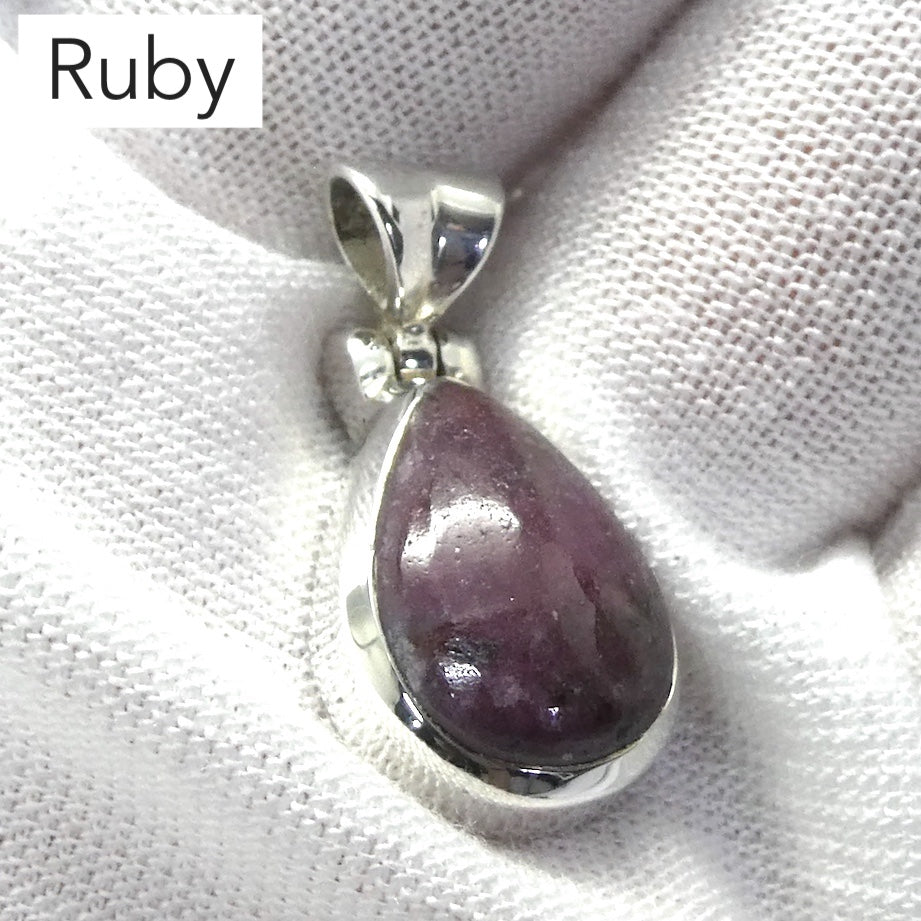 Ruby Pendant | Cabochon | Matrix | 925 Sterling Silver  | Simple strong Bezel Setting | Lion Heart | Genuine Gems from Crystal Heart Melbourne Australia since 1986