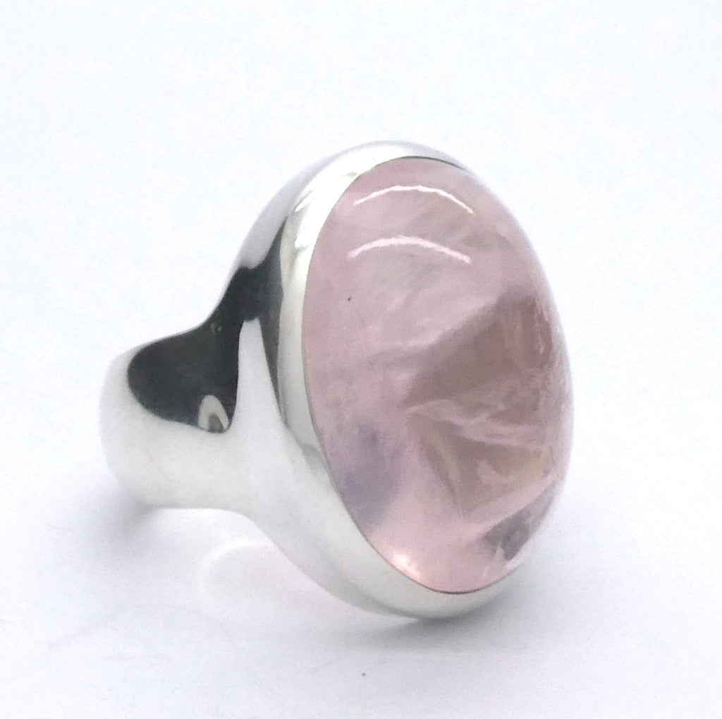 Rose Quartz Gemstone Ring | Large Cabochon Oval | Madagascar Material | 925 Sterling Silver | US Size 7.75 | AUS Size P | Star Stone Taurus Libra  | Genuine Gemstones from Crystal Heart Melbourne since 1986 