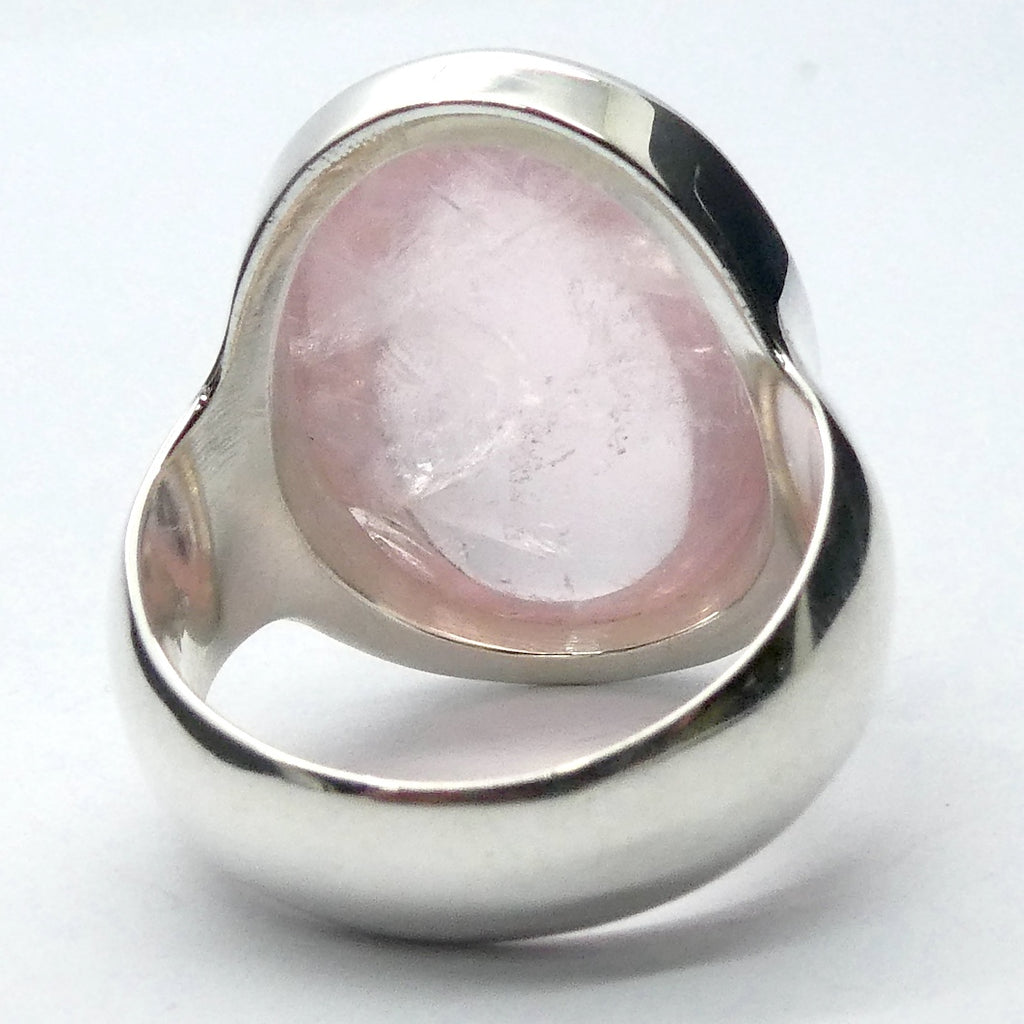 Rose Quartz Gemstone Ring | Large Cabochon Oval | Madagascar Material | 925 Sterling Silver | US Size 7.75 | AUS Size P | Star Stone Taurus Libra  | Genuine Gemstones from Crystal Heart Melbourne since 1986 