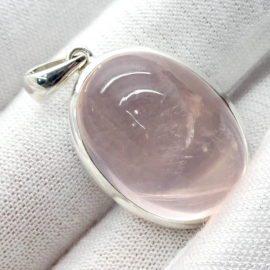 Rose Quartz Pendant, Cabochon Oval, 925 Sterling Silver, p1