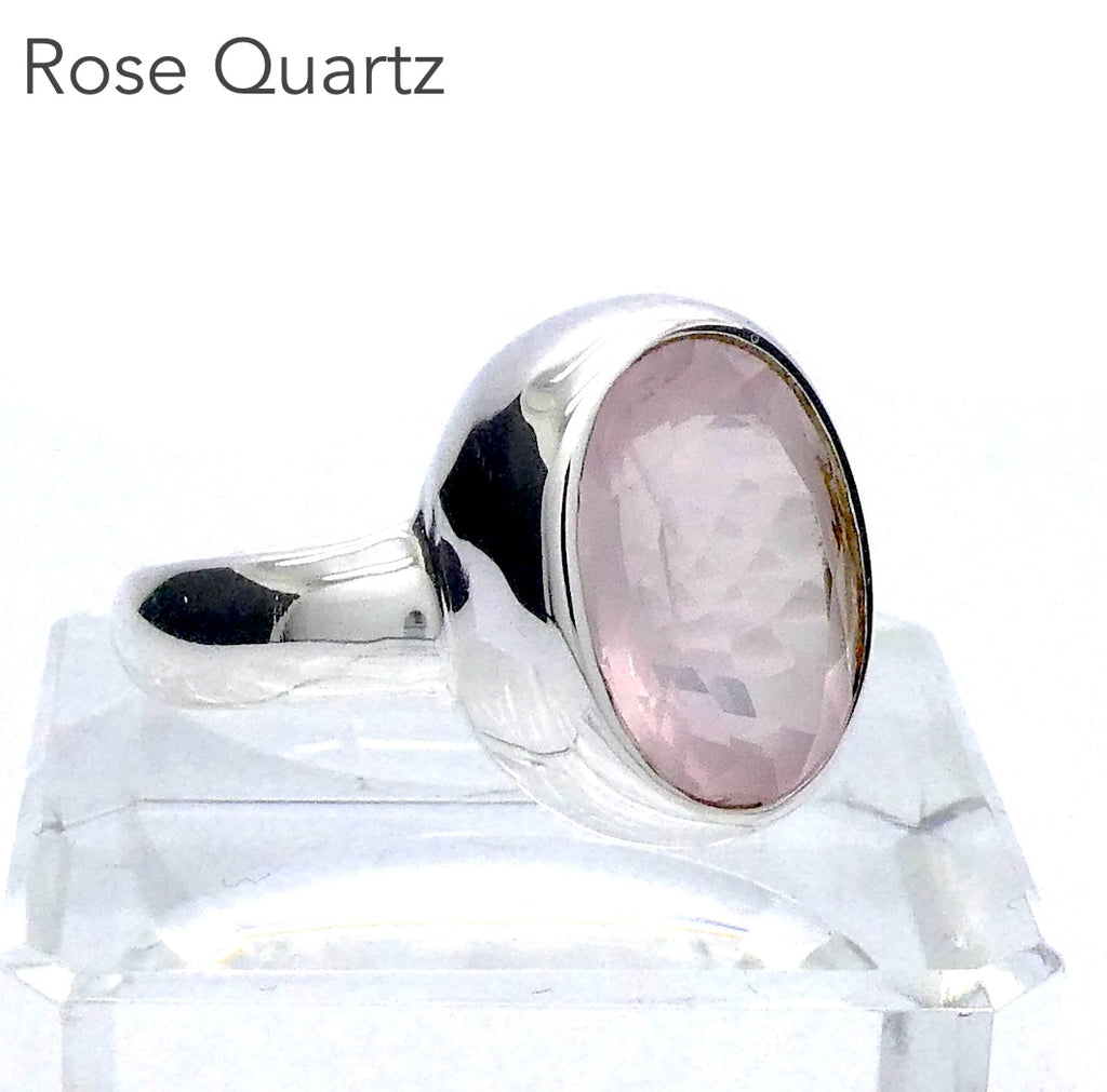 Rose Quartz Gemstone Ring | Faceted Oval | Madagascar Material | 925 Sterling Silver | US Size 7.5 | AUS Size O1/2 | Star Stone Taurus Libra  | Genuine Gemstones from Crystal Heart Melbourne since 1986 