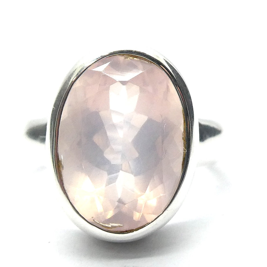 Rose Quartz Gemstone Ring | Faceted Oval | Madagascar Material | 925 Sterling Silver | US Size 7.75 | AUS Size P | Star Stone Taurus Libra  | Genuine Gemstones from Crystal Heart Melbourne since 1986 