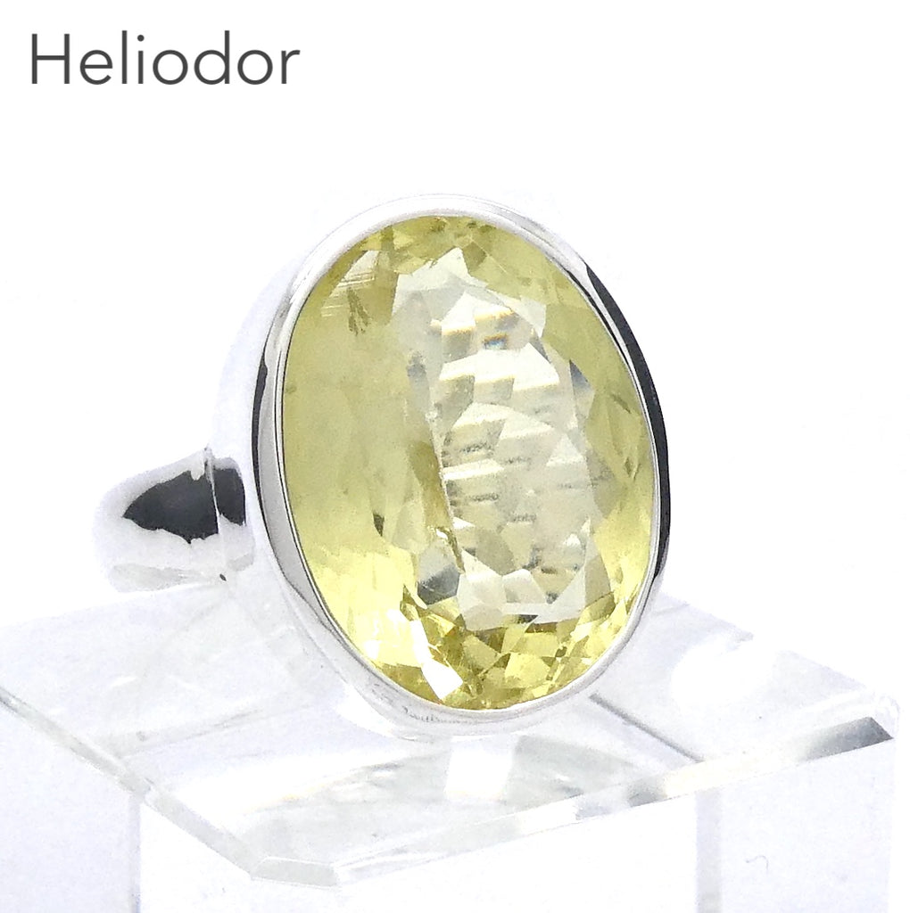 Heliodor Ring  | Yellow Golden Beryl Faceted | Faceted Oval | Quality Bezel setting | 925 Sterling Silver | US 8.75 | AUS EU size R | Energise Vitalize Healthy Male Energy | Healing Generosity Achievement | Leo Stone | Genuine Gems from Crystal Heart Melbourne Australia since 1986