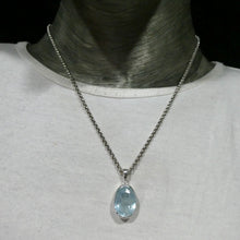 Load image into Gallery viewer, Aquamarine Gemstone Pendant | Large Faceted Oval | Nice Blue and Transparency with inclusions | 925 Sterling Silver | Bezel Set | Open Back | Peaceful emotional guidance and integration | Flow through obstacles | Aries | Gemini | scorpio | Genuine Gemstones from Crystal Heart Melbourne Australia since 1986