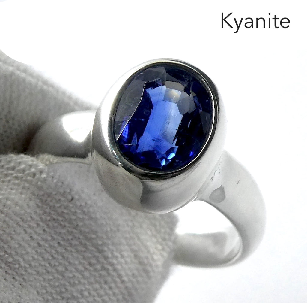 Blue Kyanite Ring | Sapphire Blue | Faceted Oval | 925 Sterling Silver | US Size 7.5 | AUS Size  O1/2 | Block Negativity | Uplift and protect the Heart | Creative Visualisation |Taurus Libra Aries Gemstone | Genuine Gems from Crystal Heart Melbourne Australia since 1986