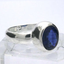 Load image into Gallery viewer, Blue Kyanite Ring | Sapphire Blue | Large Faceted Oval | 925 Sterling Silver | US Size 9.5 | AUS Size  S1/2 | Block Negativity | Uplift and protect the Heart | Creative Visualisation |Taurus Libra Aries Gemstone | Genuine Gems from Crystal Heart Melbourne Australia since 1986