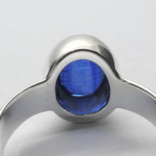 Load image into Gallery viewer, Blue Kyanite Ring | Sapphire Blue | Large Faceted Oval | 925 Sterling Silver | US Size 9.5 | AUS Size  S1/2 | Block Negativity | Uplift and protect the Heart | Creative Visualisation |Taurus Libra Aries Gemstone | Genuine Gems from Crystal Heart Melbourne Australia since 1986