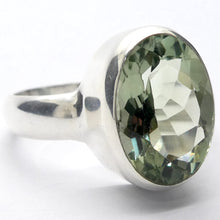 Load image into Gallery viewer, Green Amethyst Prasiolite Ring | Faceted Oval | 925 Sterling Silver | US Size 9.25 | AUS Size S  | Genuine Gems from Crystal Heart Melbourne Australia since 1986