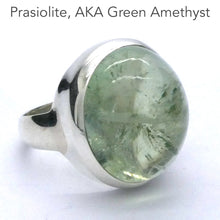 Load image into Gallery viewer, Green Amethyst Prasiolite Ring | Large Domed Cabochon Oval | 925 Sterling Silver | US Size 7.75 | AUS Size P  | Virgo | Capricorn | Genuine Gems from Crystal Heart Melbourne Australia since 1986