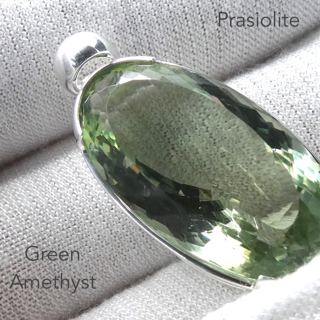 Green Amethyst Prasiolite Pendant | Large Faceted Oval | 925 Sterling Silver | Gentle Heart Healer  | Virgo | Capricorn | Genuine Gems from Crystal Heart Melbourne Australia since 1986