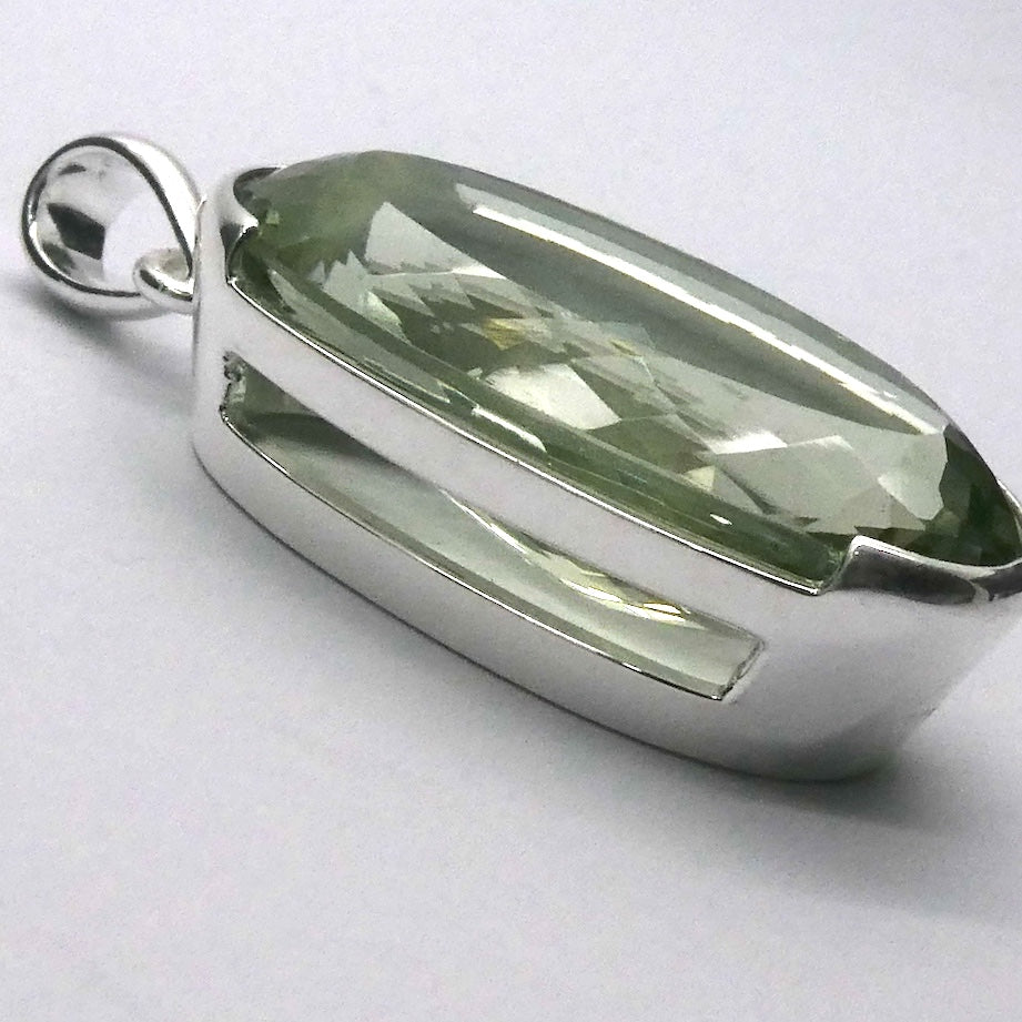 Green Amethyst Prasiolite Pendant | Large Faceted Oval | 925 Sterling Silver | Gentle Heart Healer  | Virgo | Capricorn | Genuine Gems from Crystal Heart Melbourne Australia since 1986