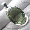 Green Amethyst Pendant, Large Faceted Oval, 925 Sterling Silver, g1