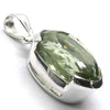 Green Amethyst Pendant, Large Faceted Oval, 925 Sterling Silver, g1