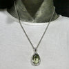 Green Amethyst Pendant, Large Faceted Oval, 925 Sterling Silver, g1