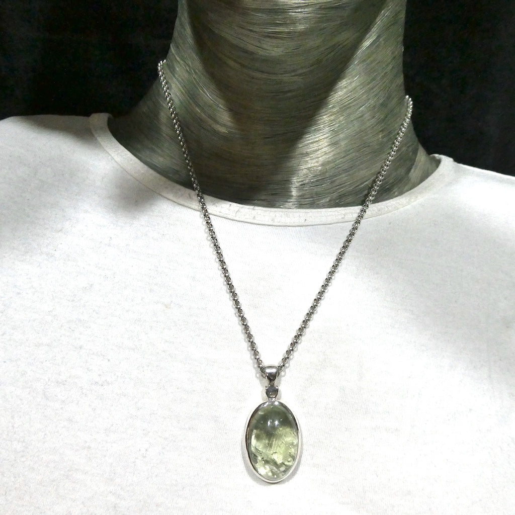 Green Amethyst Prasiolite Pendant | Large Cabochon Oval | 925 Sterling Silver | Gentle Heart Healer  | Virgo | Capricorn | Genuine Gems from Crystal Heart Melbourne Australia since 1986