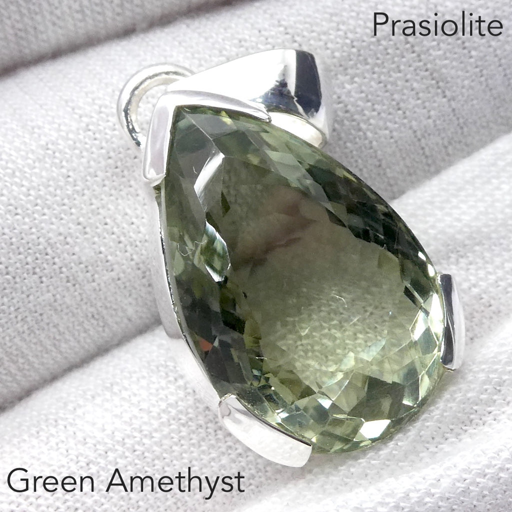 Green Amethyst Prasiolite Pendant | Faceted Teardrop | 925 Sterling Silver | Gentle Heart Healer  | Virgo | Capricorn | Genuine Gems from Crystal Heart Melbourne Australia since 1986